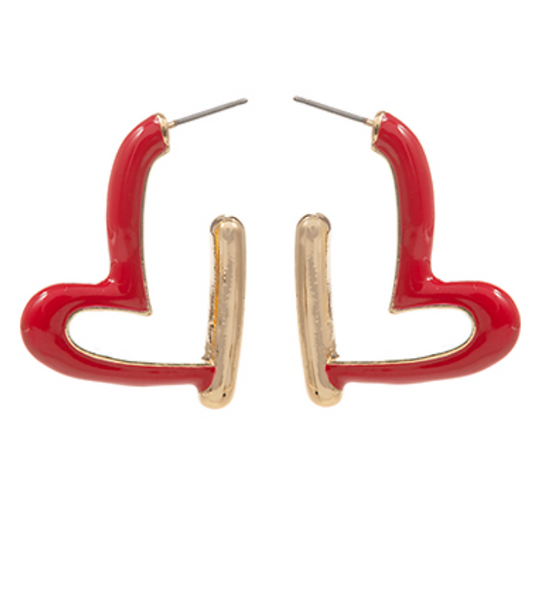 Heart Color Enamel Hoops