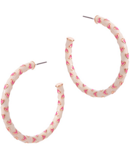 40mm Heart Pattern Enamel Hoops