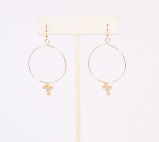 Cassidy CZ Cross Hoop Earring