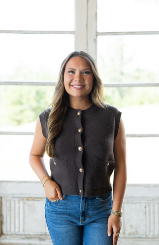 Claire Sweater Vest - Brown
