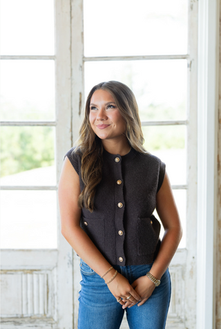 Claire Sweater Vest - Brown