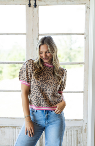 Leopard Puff Sleeve Sweater