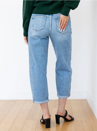 Risen High Rise Barrel Jeans - Medium Wash
