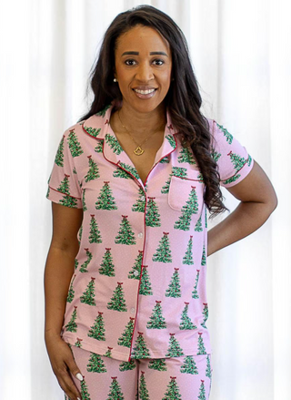 Noelle Tree Pajama Set - Pink/Multi