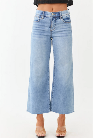 Risen Mid Rise Crop Wide Jeans
