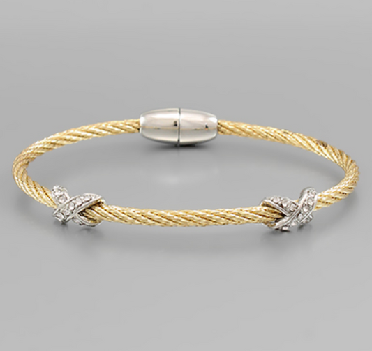 CrissCrossed Crystal Cable Bracelet