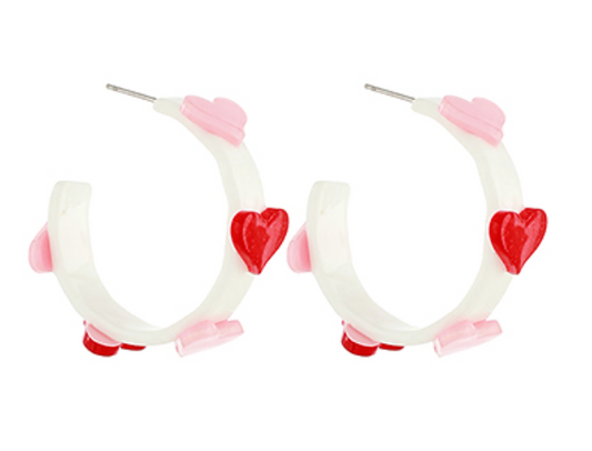 Multi Color Heart Hoops