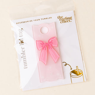 Bow Tumbler Lid Tag - Pink