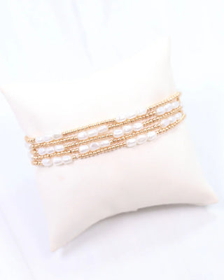 Annette Pearl Stretch Bracelet Set - Gold