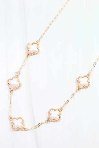 Burgess Pearl Clover Necklace - Gold