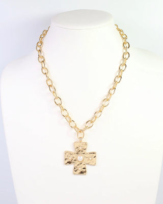 Cayce Small Cross Charm Necklace - Gold