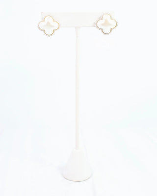 Massey Clover Stud Earring - Pearl