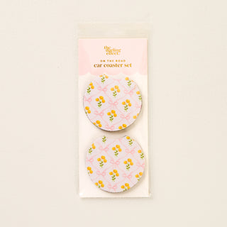 Floral Car Coaster Set - Pink