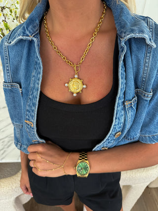 Pearl Coin Necklace - Gold