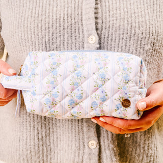 Essentials Quilted Cosmetic Pouch - Blue