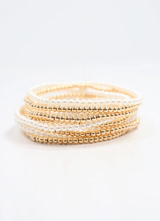 Fanning Pearl Bracelet Set - Gold