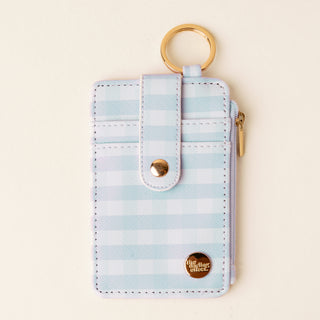 Gingham Keychain Wallet - Blue