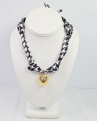 Serafina Scarf Charm Necklace - Black & White