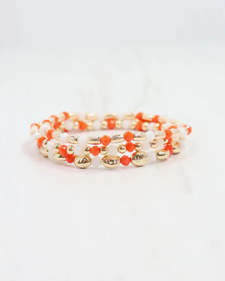 Spirit Beaded Bracelet Set - Orange White