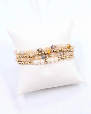 Quincy Beaded Bracelet Set - Ivory