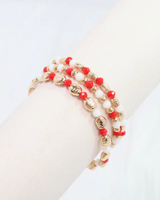 Spirit Beaded Bracelet Set - Red White